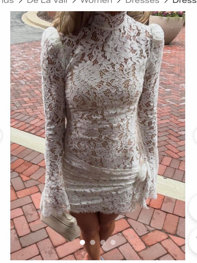 Paco Rabanne Sheer Floral Lace Mock Neck Top Cream Size 34 Tunic Or Mini Dress